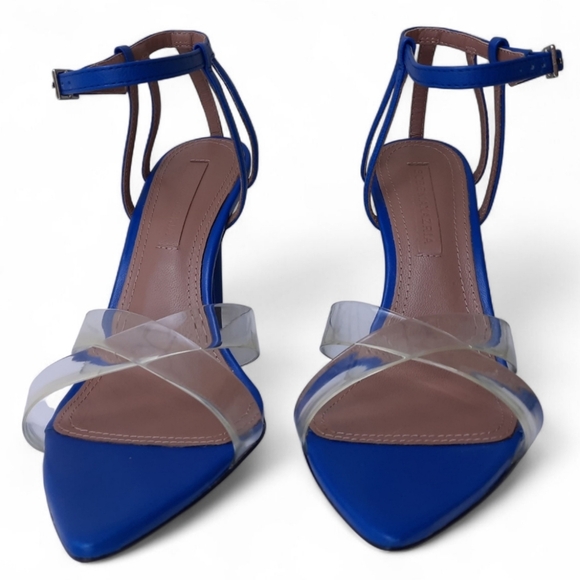 BCBGMaxAzria Daryl Clear Stiletto Sandal Heel Pump Point Blue Transparent BCBG 7 - Picture 5 of 10